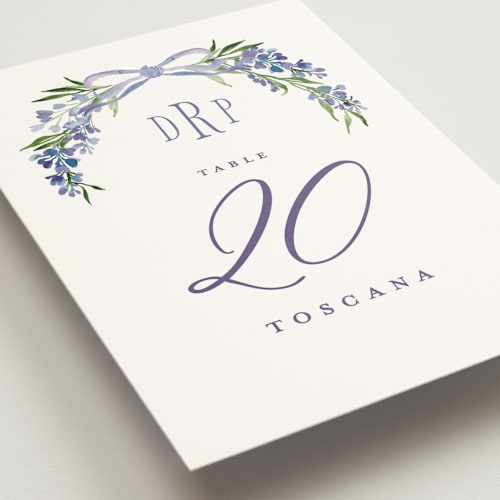 This is a tuscany table numbers with standard by Claudia Orengo called lavender printing on doublethick in standard