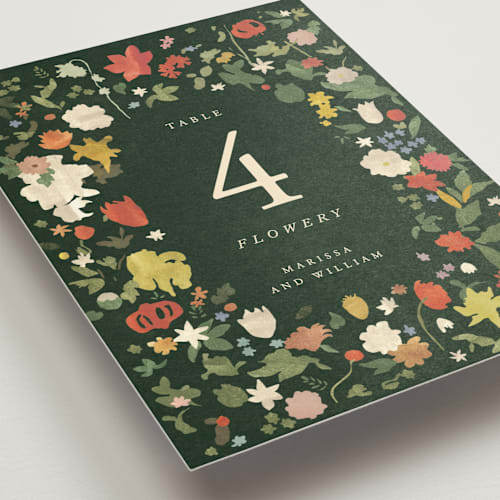 This is a garden table numbers with standard by Sumak Studio called all the flowers of the world printing on doublethick in standard