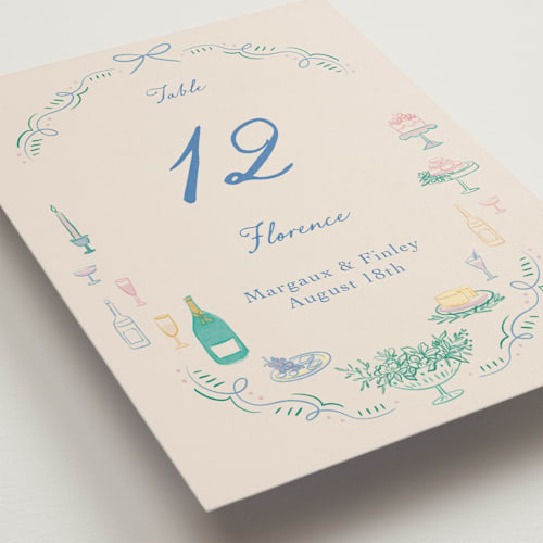 This is a pastel table numbers with standard by Elly called dining printing on doublethick in standard