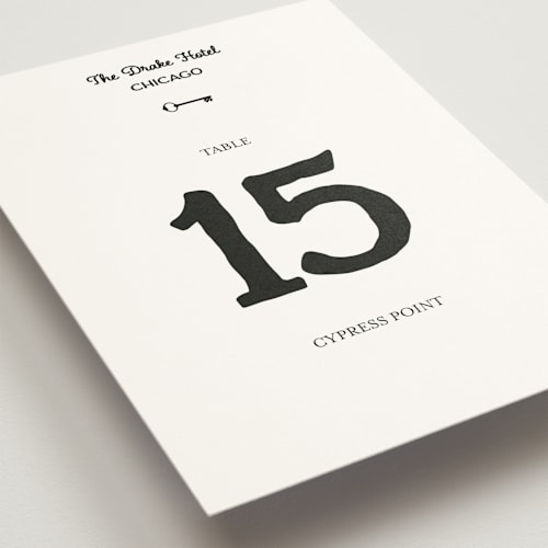This is a ivory table numbers with standard by Studio Suku called hotel printing on doublethick in standard