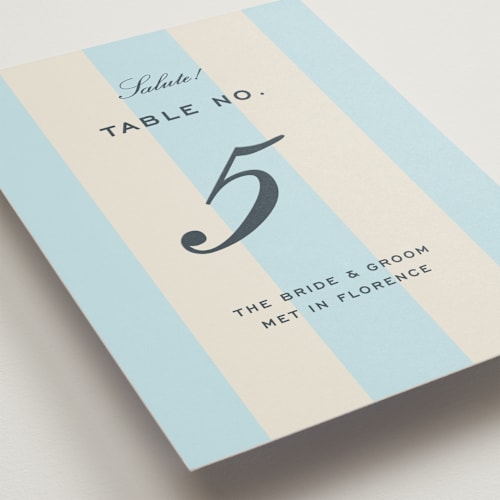 This is a costa table numbers with standard by Megan Davis called campania printing on doublethick in standard