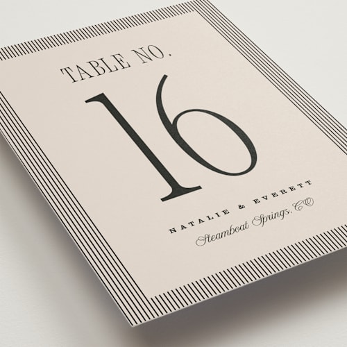 This is a noir table numbers with standard by Pixel and Hank called linea printing on doublethick in standard