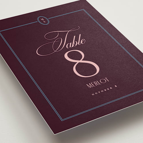 This is a plum table numbers with standard by Owl and Toad called sophisticate printing on doublethick in standard