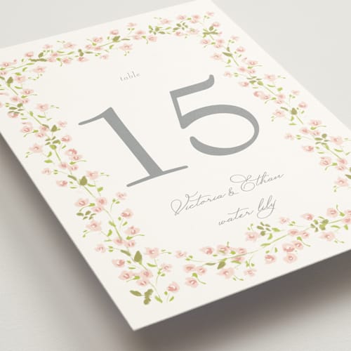 This is a peony table numbers with standard by Baumbirdy called rosebud printing on doublethick in standard