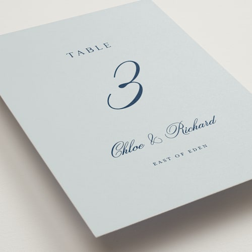 This is a sky table numbers with standard by Kelly Schmidt called landscape script printing on doublethick in standard