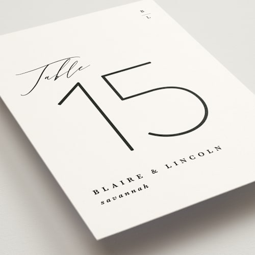 This is a tuxedo table numbers with standard by Kate Ahn called paire printing on doublethick in standard