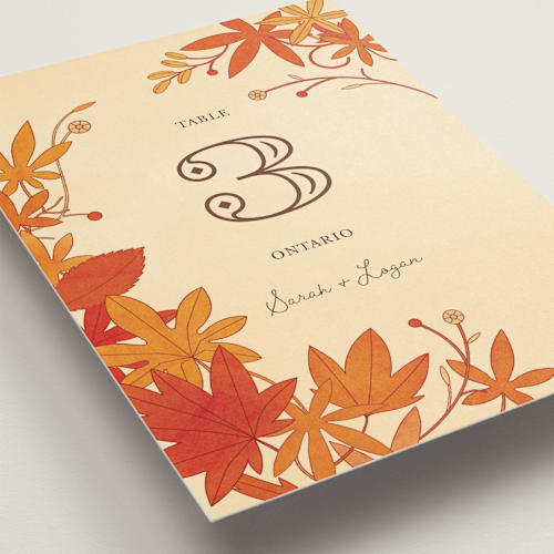 This is a autumn table numbers with standard by Morgan Ramberg called fall in love printing on doublethick in standard