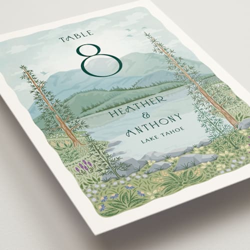 This is a spruce table numbers with standard by Paper Sun Studio called sierra printing on doublethick in standard