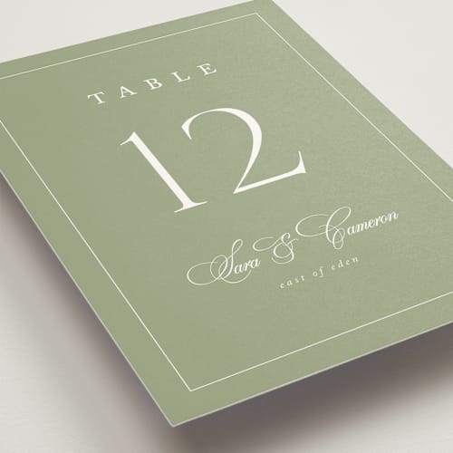 This is a garden table numbers with standard by Kelly Schmidt called greenwood printing on doublethick in standard