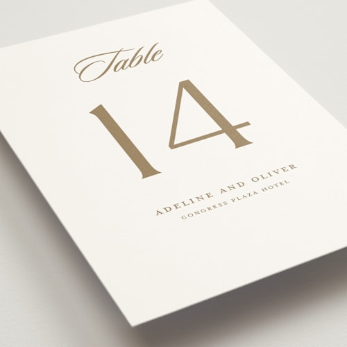 This is a golden table numbers with standard by Stacey Meacham called classic decorum printing on doublethick in standard