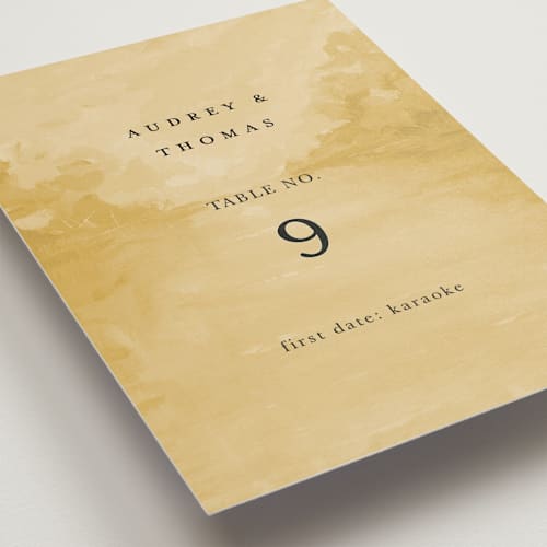 This is a sunrise table numbers with standard by Lindsay Megahed called silhouette printing on doublethick in standard