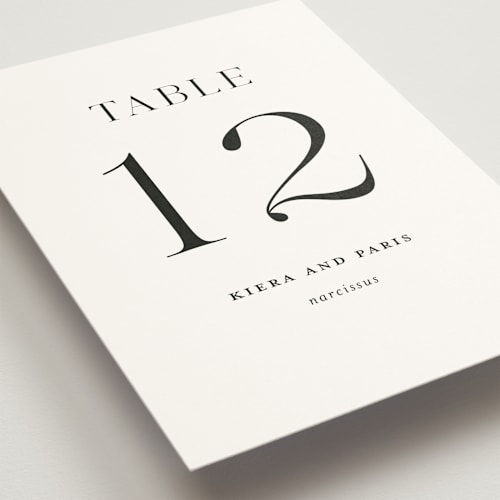 This is a tuxedo table numbers with standard by tuldok called embellished note printing on doublethick in standard