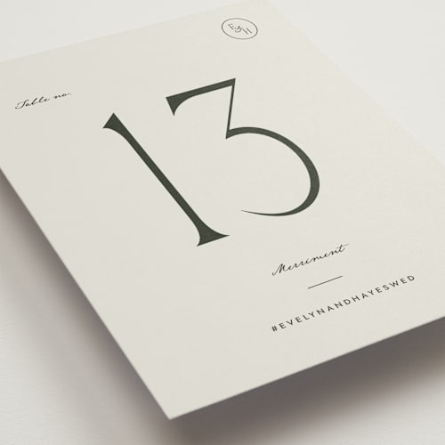 This is a forest table numbers with standard by Blustery August called hayes printing on doublethick in standard
