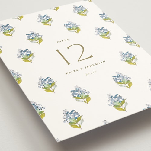 This is a bluebell table numbers with standard by Olivia Kanaley Inman called blockprint printing on doublethick in standard