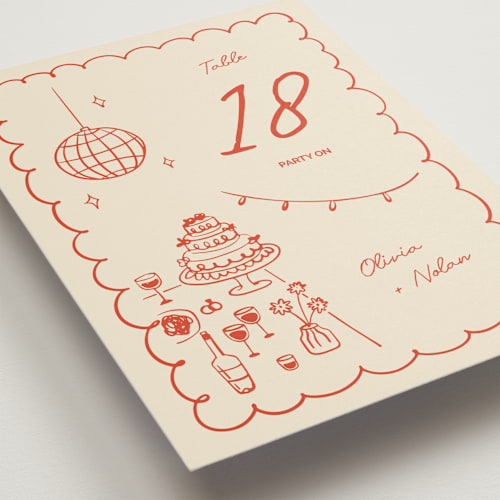 This is a sangria spark table numbers with standard by Zove Ahhh called party on! printing on doublethick in standard