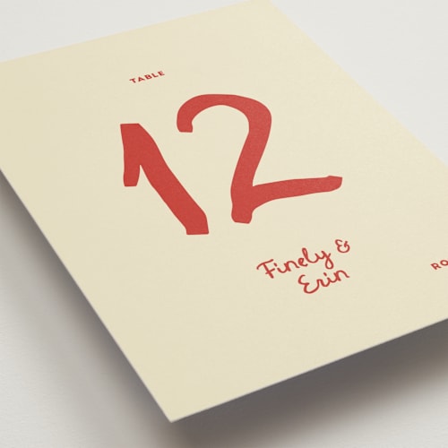 This is a cherry table numbers with standard by Ani Somi called big heart wedding printing on doublethick in standard