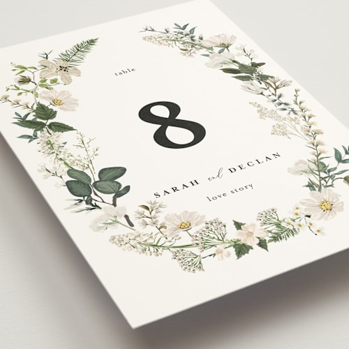 This is a opal table numbers with standard by Susan Moyal called lilac bloom printing on doublethick in standard