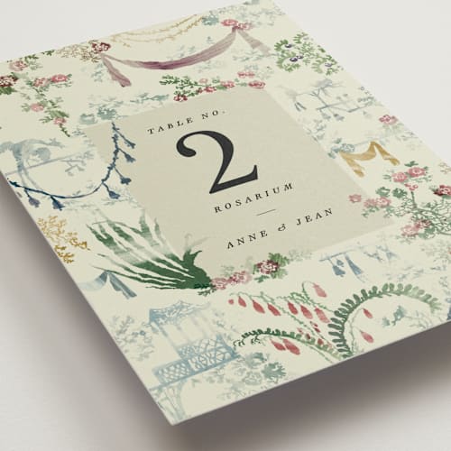This is a nouvelle table numbers with standard by Sumak Studio called chinoiserie printing on doublethick in standard