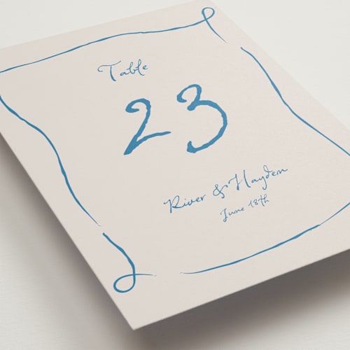 This is a aquatic table numbers with standard by Cass Loh called tablescape drawing printing on doublethick in standard