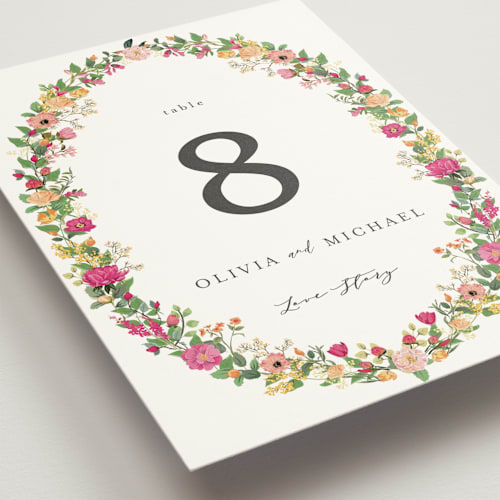 This is a tropical table numbers with standard by Susan Moyal called meadow love printing on doublethick in standard
