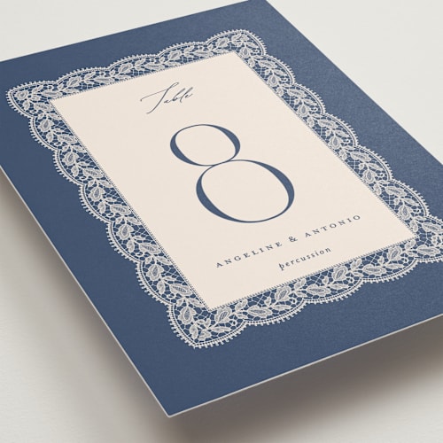 This is a indigo table numbers with standard by Erica Krystek called chantilly printing on doublethick in standard