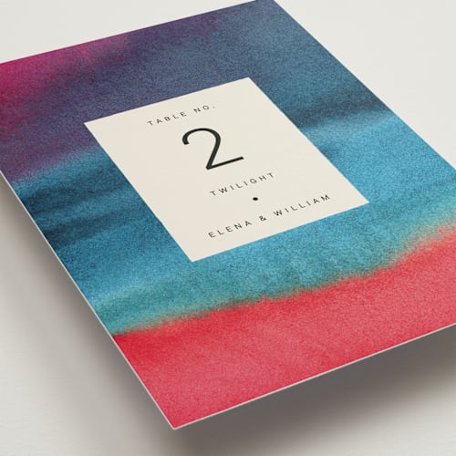 This is a sunset table numbers with standard by Sumak Studio called at dusk printing on doublethick in standard
