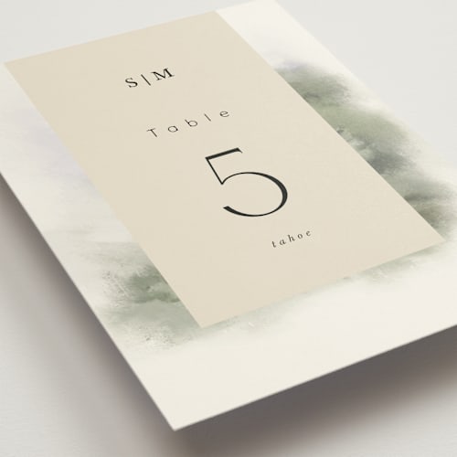 This is a moss table numbers with standard by Hannah Williams called hillside printing on doublethick in standard