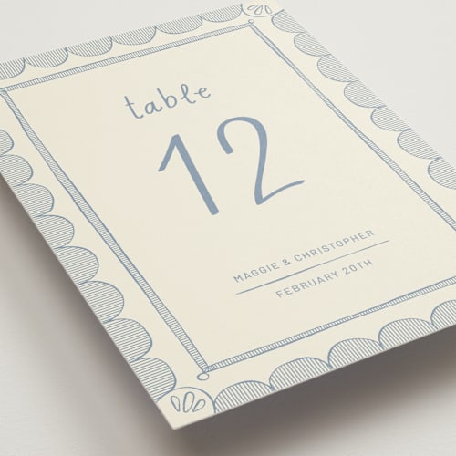 This is a sky table numbers with standard by Kelly Watkins called florence printing on doublethick in standard