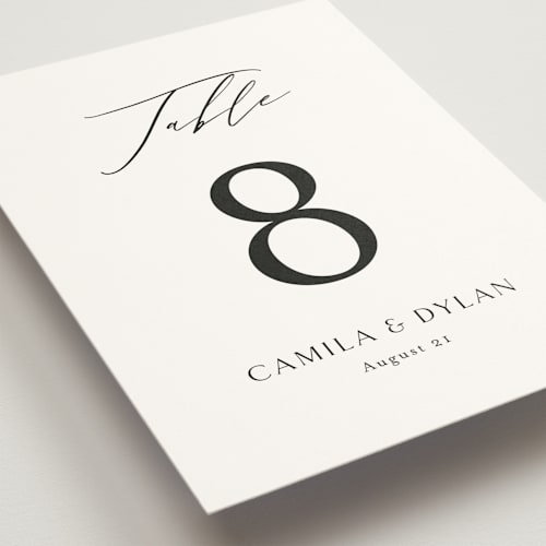This is a onyx table numbers with standard by Jennifer Postorino called graceful printing on doublethick in standard