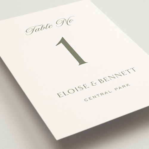This is a moss table numbers with standard by Megan Davis called boulevard printing on doublethick in standard