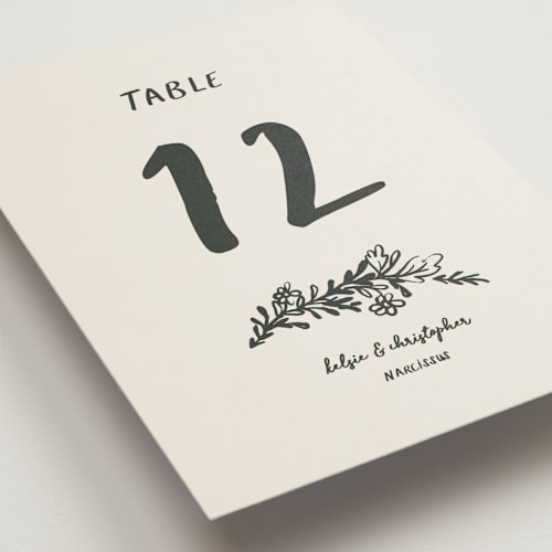 This is a ink table numbers with standard by Kelly Watkins called botanical crest printing on doublethick in standard