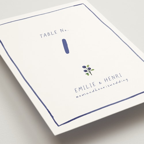 This is a cornflower table numbers with standard by Mere Paper called blue bells printing on doublethick in standard
