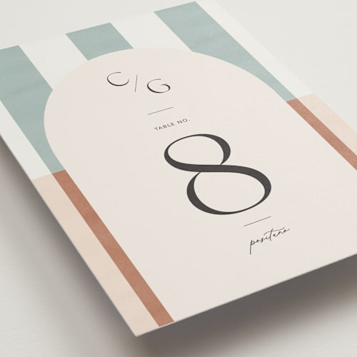 This is a almond table numbers with standard by Blustery August called trois printing on doublethick in standard