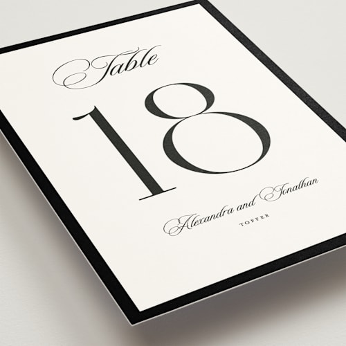 This is a ink table numbers with standard by That Girl Press called black tie printing on doublethick in standard
