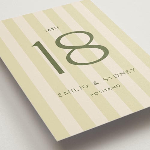 This is a lime table numbers with standard by Ellen Schlegelmilch called palmetto printing on doublethick in standard