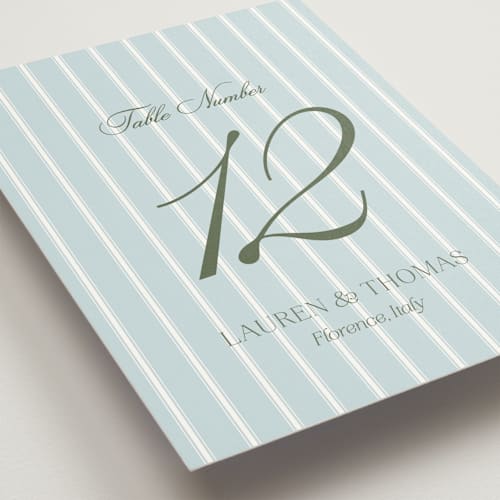 This is a ocean table numbers with standard by Lisa Joanna Harrison called summer fields printing on doublethick in standard