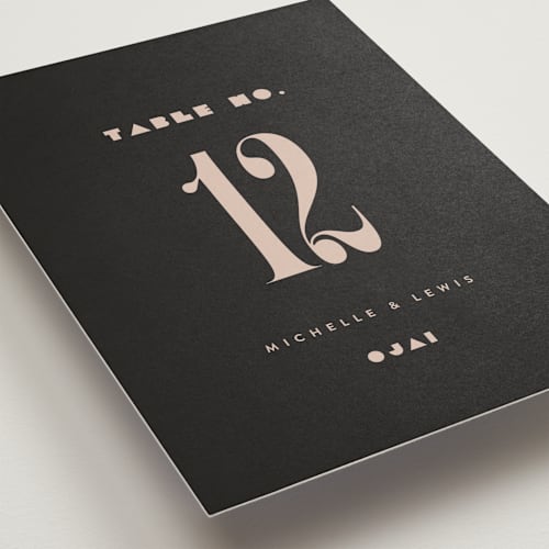 This is a noir table numbers with standard by Alethea and Ruth called bold stack printing on doublethick in standard