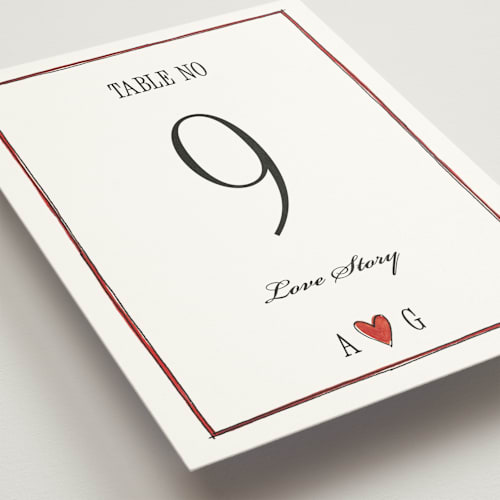 This is a lily table numbers with standard by Pati Cascino called two hearts printing on doublethick in standard