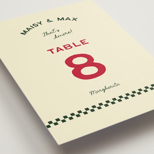 This is a pizzeria table numbers with standard by Ani Somi called trattoria printing on doublethick in standard