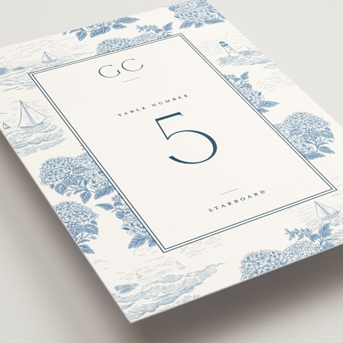 This is a sea table numbers with standard by Jenna Holcomb called coastal toile printing on doublethick in standard
