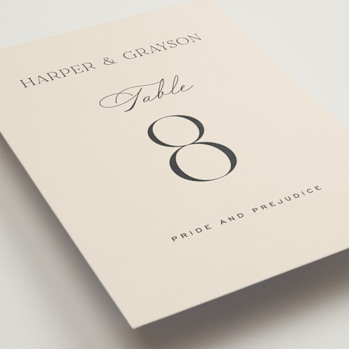 This is a creme table numbers with standard by Carly Reed Walker called tendu printing on doublethick in standard