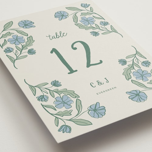 This is a garden table numbers with standard by Kelly Watkins called botanical printing on doublethick in standard