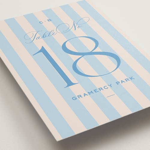 This is a bluebell table numbers with standard by Megan Davis called racquet printing on doublethick in standard