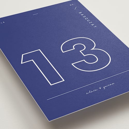 This is a positano table numbers with standard by Blustery August called alaia printing on doublethick in standard