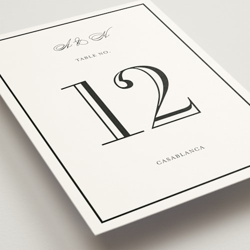 This is a tuxedo table numbers with standard by Megan Davis called hepburn printing on doublethick in standard
