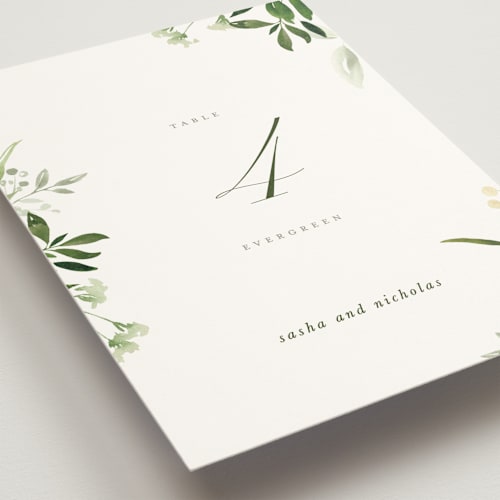 This is a garden table numbers with standard by Leah Bisch called verdure printing on doublethick in standard