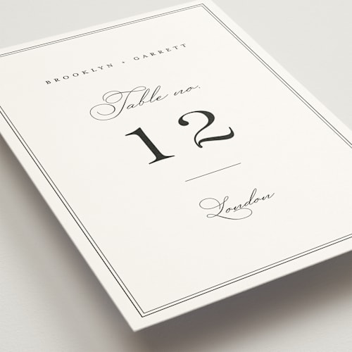 This is a noir table numbers with standard by Amy Kross called overlapping printing on doublethick in standard