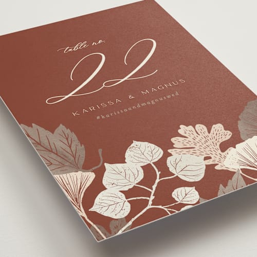 This is a latte table numbers with standard by Alethea and Ruth called leaf cascade printing on signature in standard