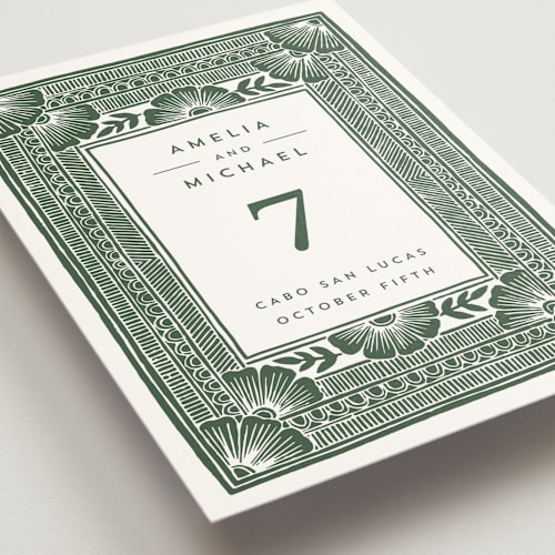 This is a fern table numbers with standard by Katharine Watson called block print frame printing on signature in standard