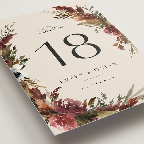 This is a autumn table numbers with standard by Kate Ahn called poetique printing on signature in standard